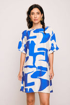 Abito morbido con grafica Blu