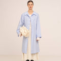 Cappotto Trench a Righe Blu Hunter