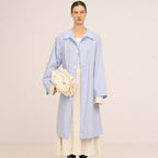 Cappotto Trench a Righe Blu Hunter