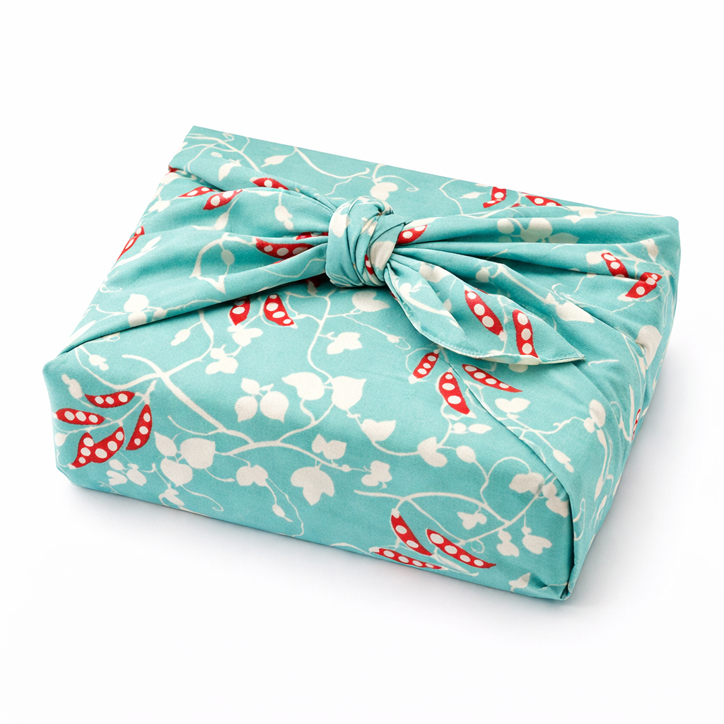 Furoshiki Yumeji Takehisa – Blue with Pea Buds, 90x90cm