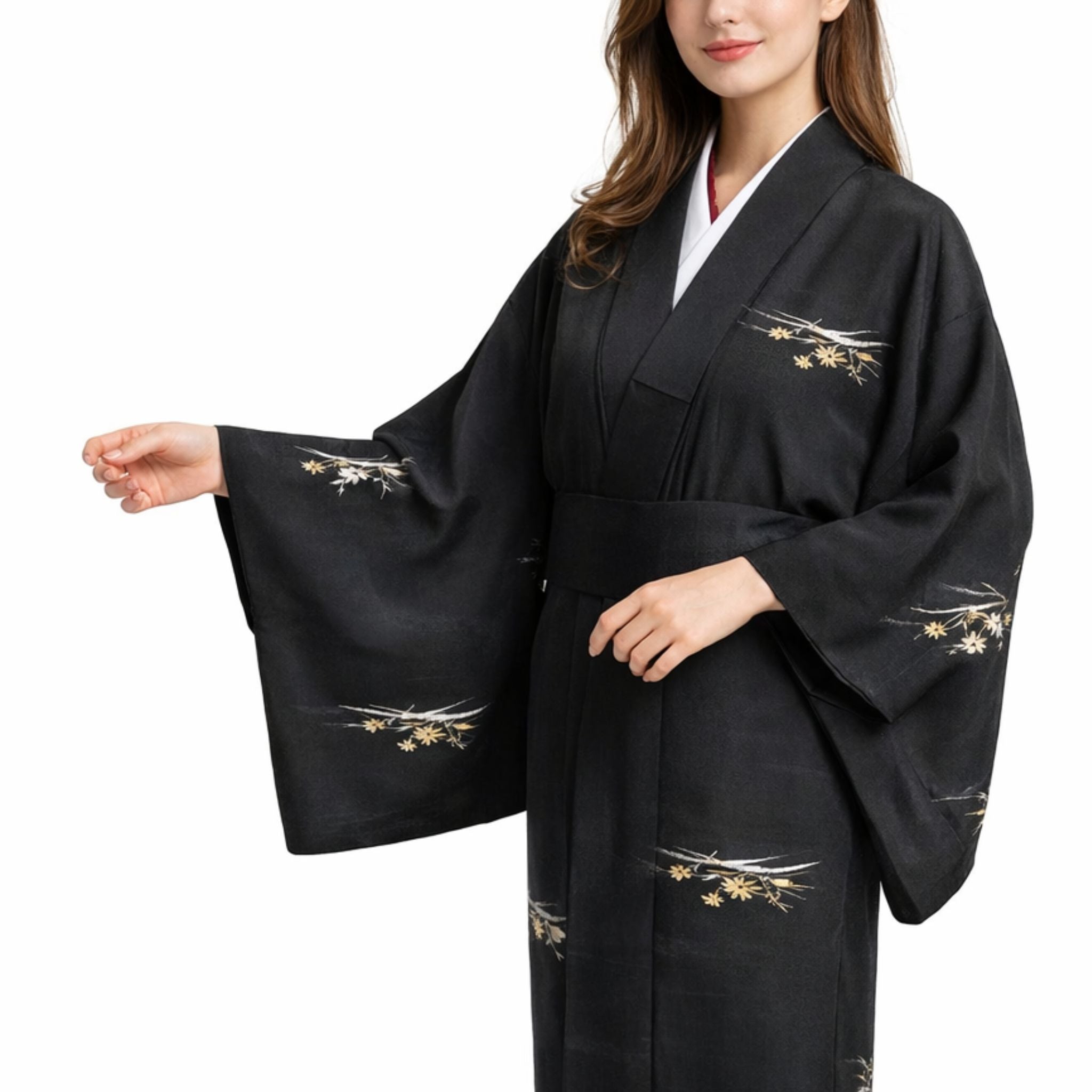 Sasa Bamboo Motif Silk Haori