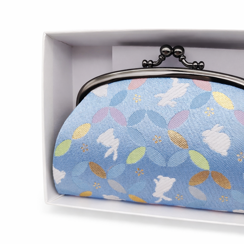 Kyoto Handmade Coin Purse – Blue with Bunnies