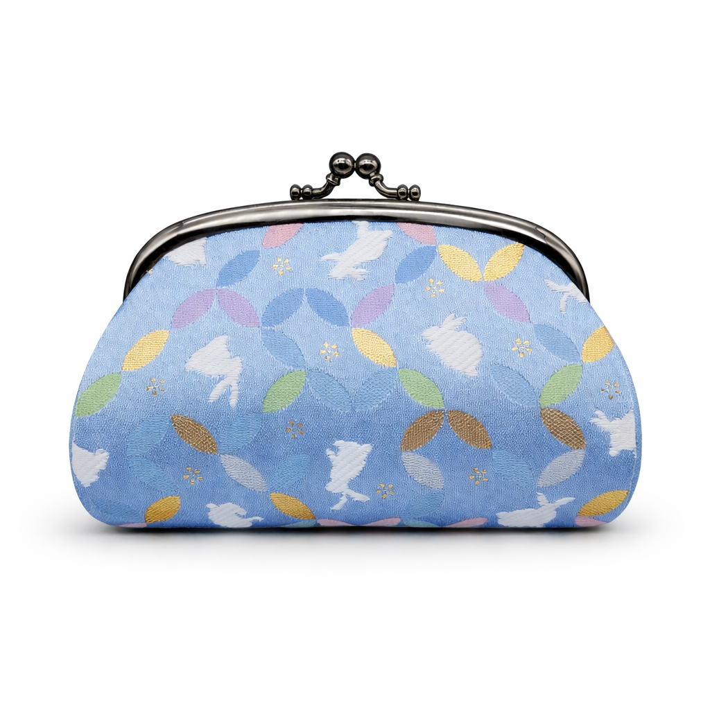 Kyoto Handmade Coin Purse – Blue with Bunnies