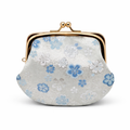 Portamonete artigianale  Kyoto – Argento con fiori azzurri