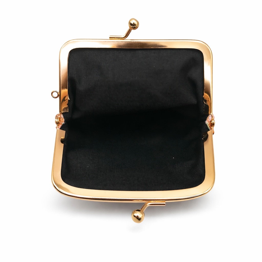 Kyoto Handmade Coin Purse – Silver with Blue Flowers