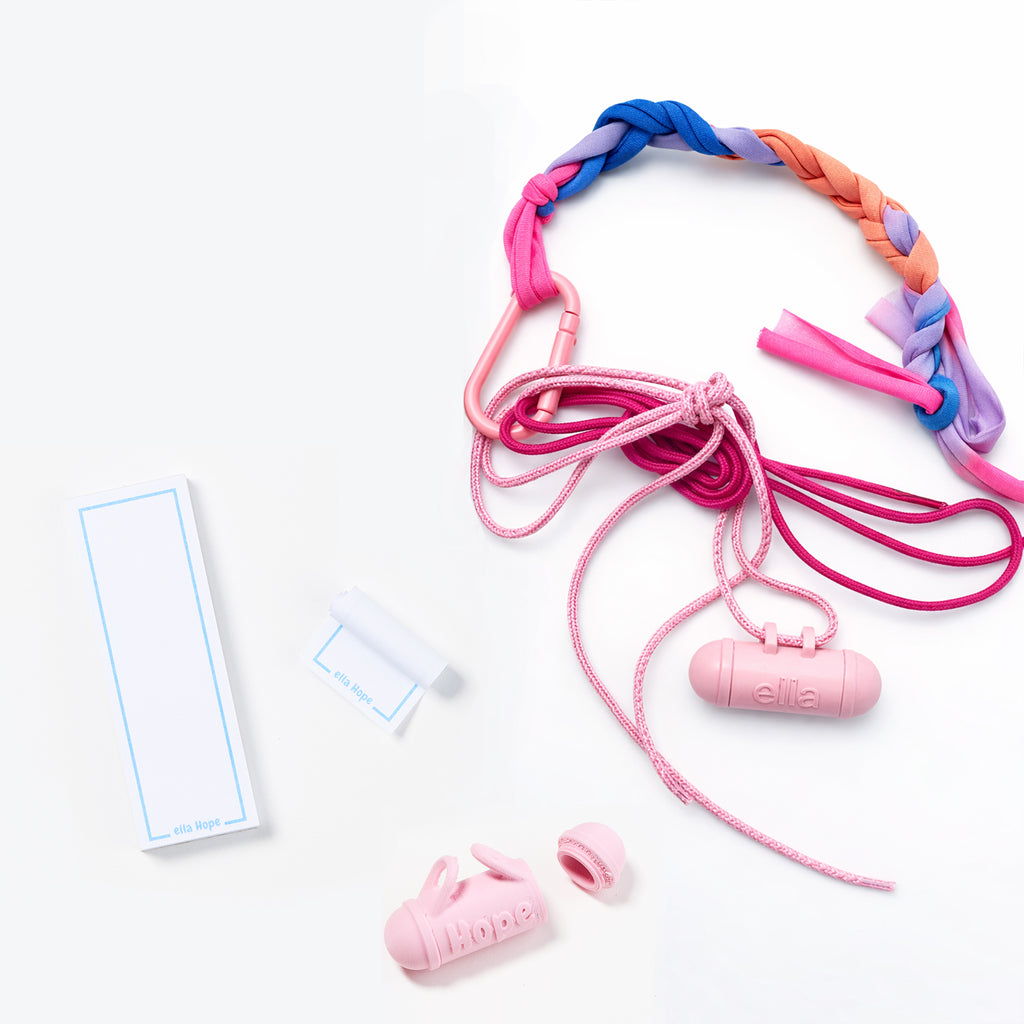 Mio - Ciondolo contenitore Rosa + blocchetto + laccetti + moschettone