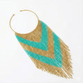Long Bicolor Beaded Necklace 