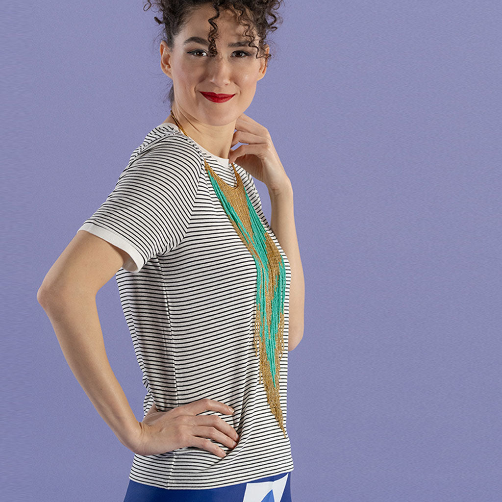 Long Bicolor Beaded Necklace 