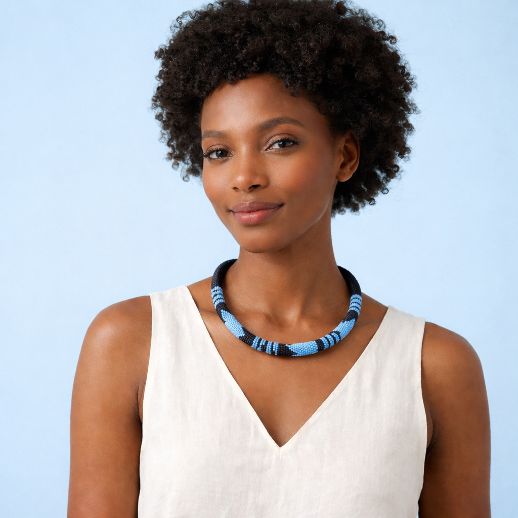 Collana tubolare perline