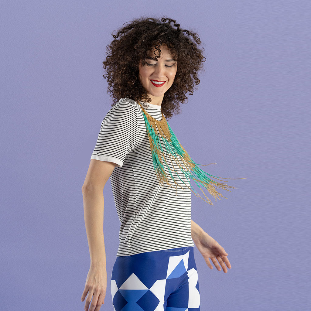 Long Bicolor Beaded Necklace 