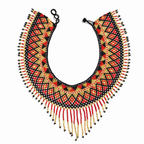 Girocollo messicano perline - Huichol Rosso con frangia