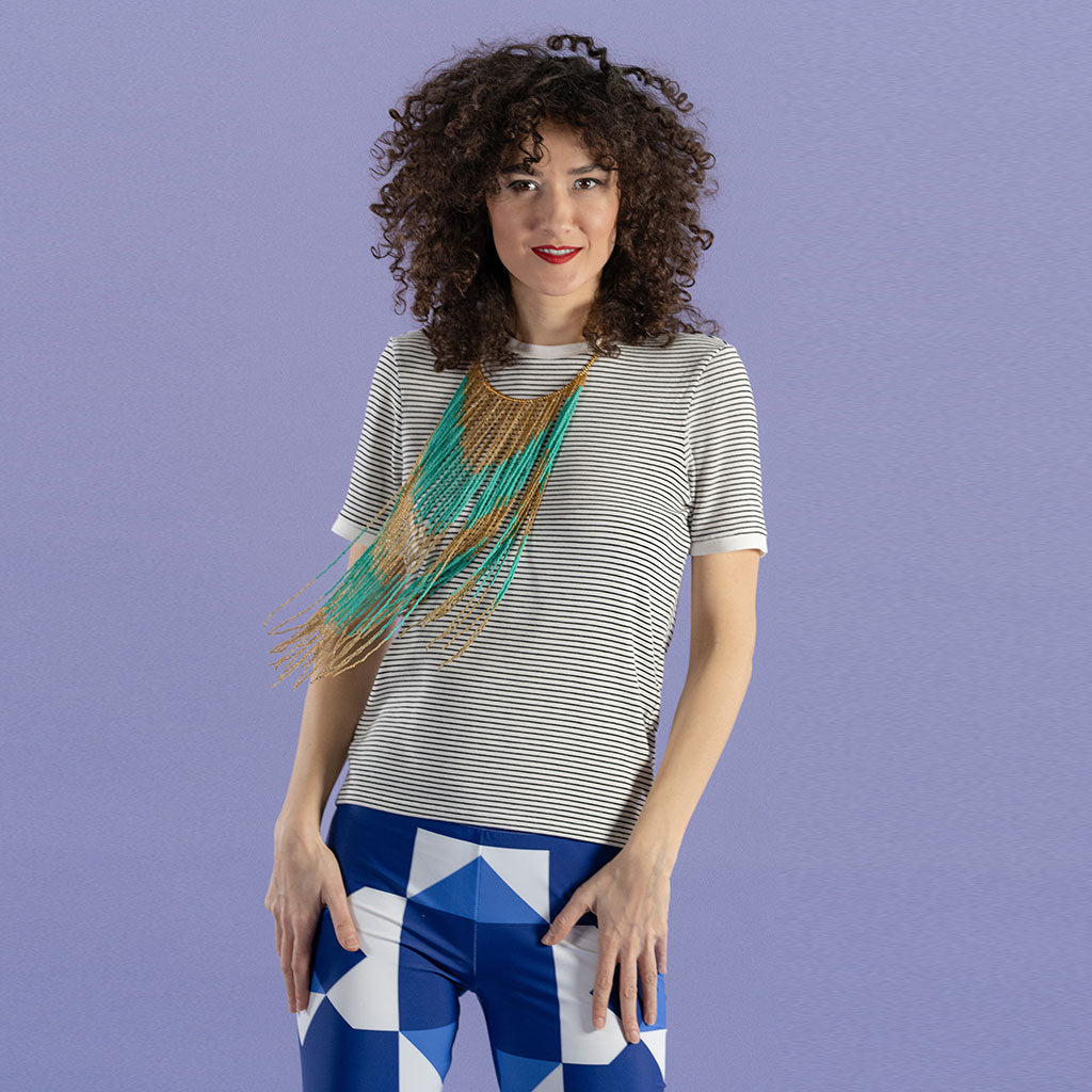 Long Bicolor Beaded Necklace 