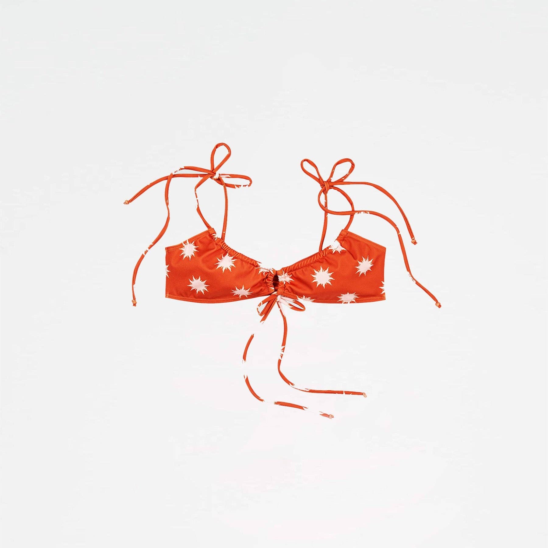 Red Sun Print Bikini Top
