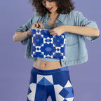 Pochette in ecopelle Texture Blu