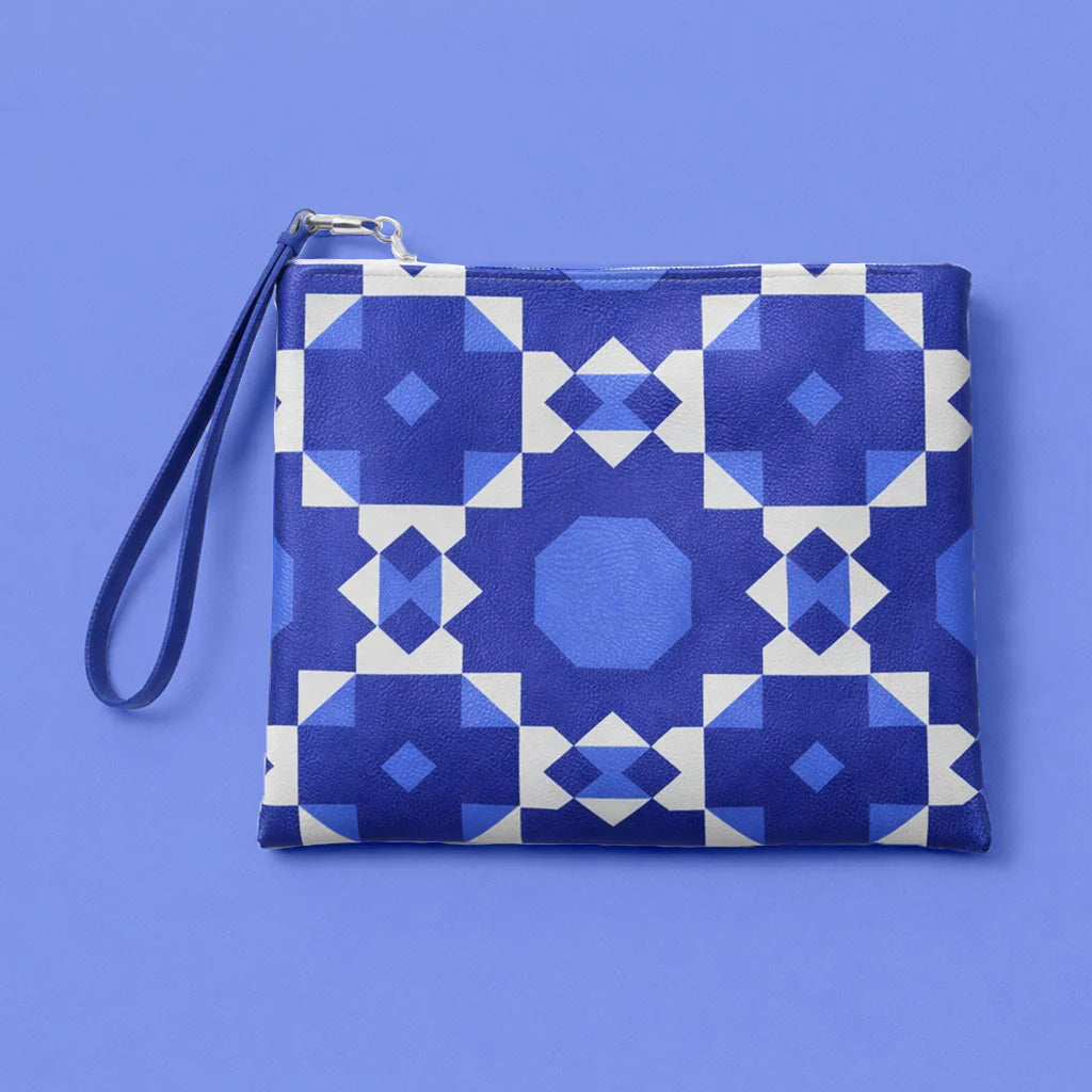 Pochette in ecopelle Texture Blu