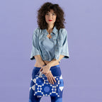 Pochette in ecopelle Texture Blu