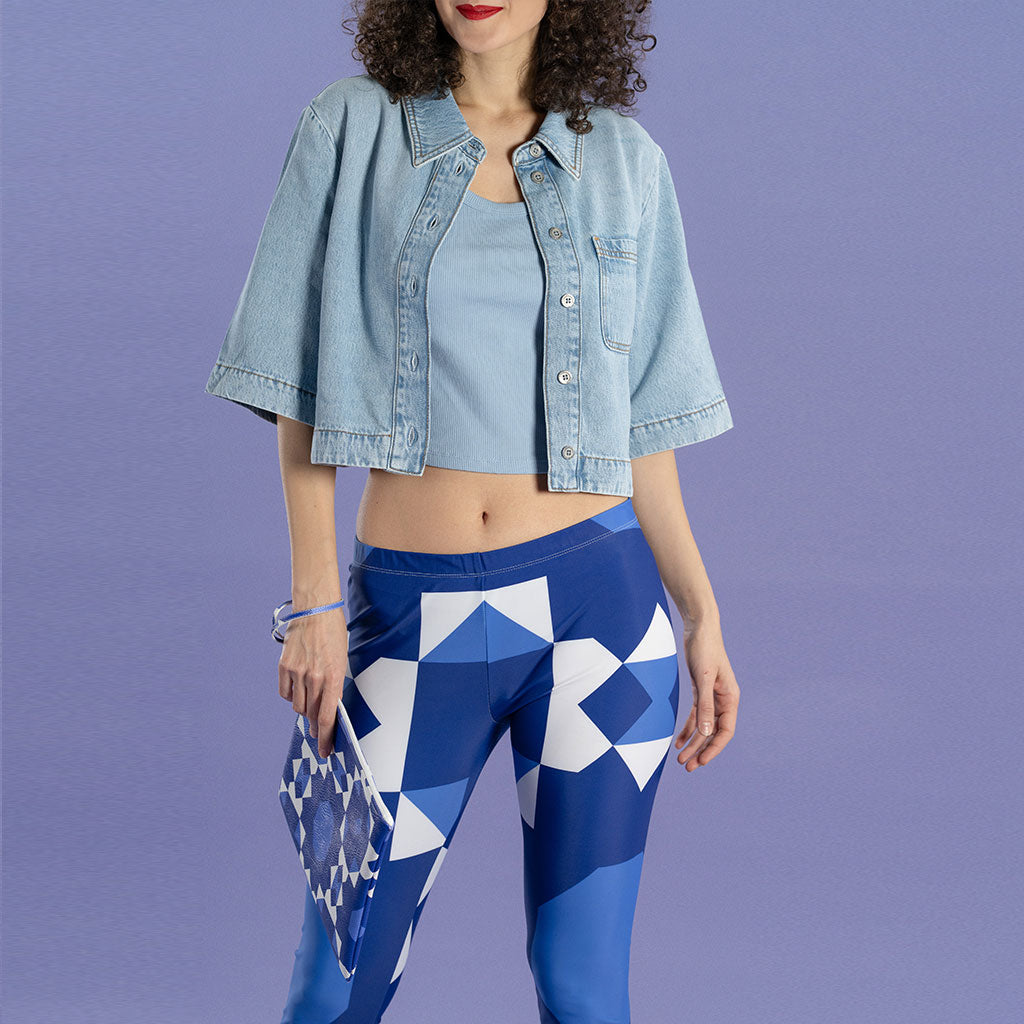 Pochette in ecopelle texture blu