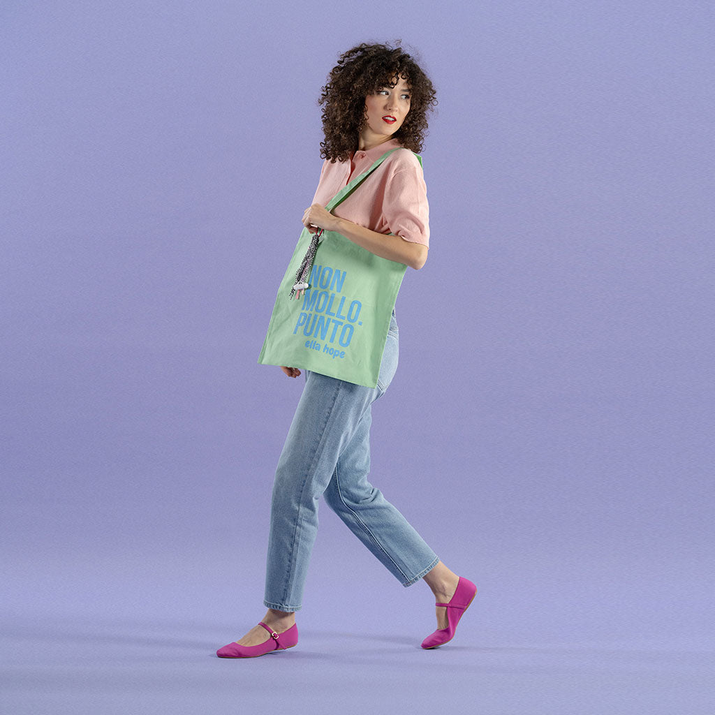 Memo - Shopper in cotone scritta "Non mollo punto"
