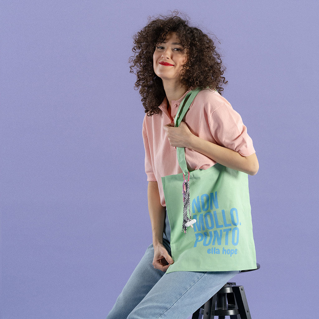 Memo - Shopper in cotone scritta "Non mollo punto"